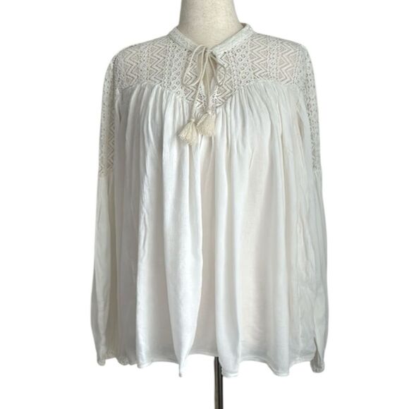 Denim & Supply Ralph Lauren White Oversized Lace Peasant Blouse Size L - Picture 1 of 10